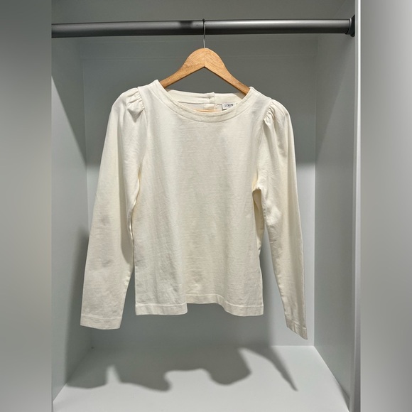J Crew Factory Puff-sleeve gold button-back top in ivory size Small NEW - Picture 3 of 10